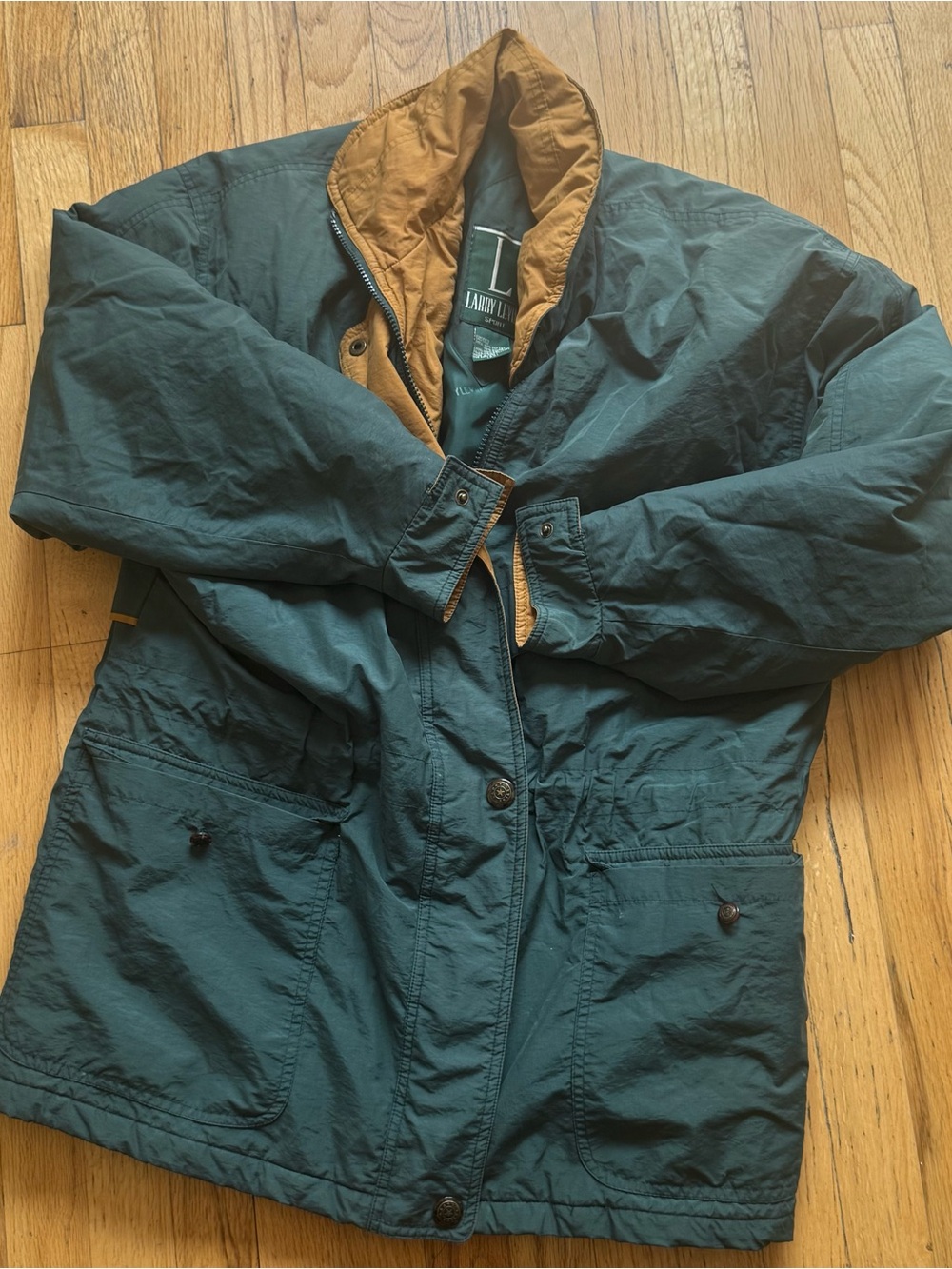 Larry Levine Dark Green Utility Jacket with Tan Contrast